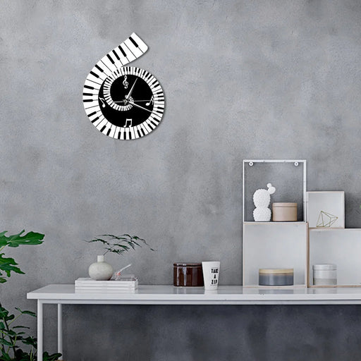 Piano Key LED Wall Clock - Keyboard Music Note Wall Clock for Living Room Decoration, Kitchen and Bedroom - Gear Elevation
