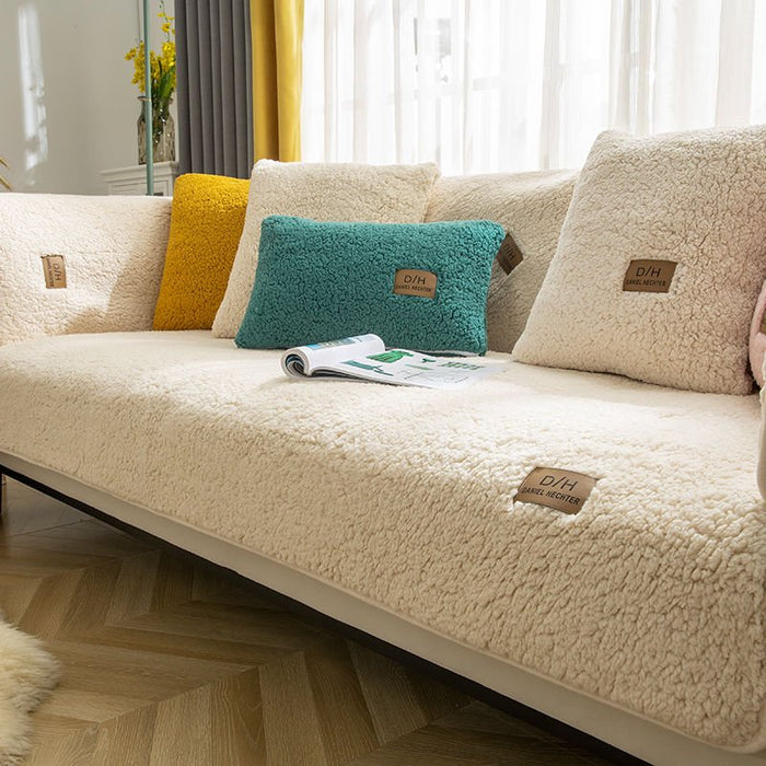 Plush Sofa Cover - Thicken Plush Soft and Smooth Sofa Covers for Living Room Anti-slip Couch Cover - Gear Elevation