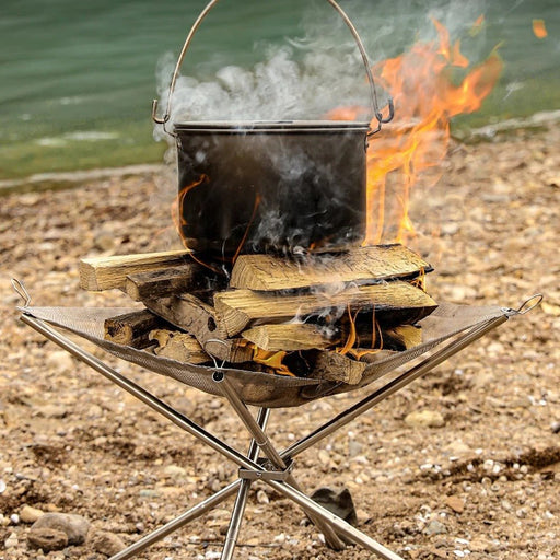 Portable Bonfire Rack - Campfire Stand Stainless Steel Foldable Fireproof Stand Wood Heater - Gear Elevation