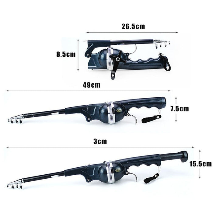 Portable Folding Fishing Rod Telescopic Stainless Steel - Built-in Fishing Reel 80m Line Travel Portable Lure - Gear Elevation