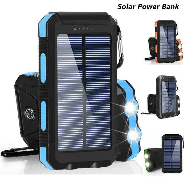 Portable Solar Power Bank 80000mAh, Built-in Flashlight, Compass, for All Smartphones, Electronic Devices, - Gear Elevation