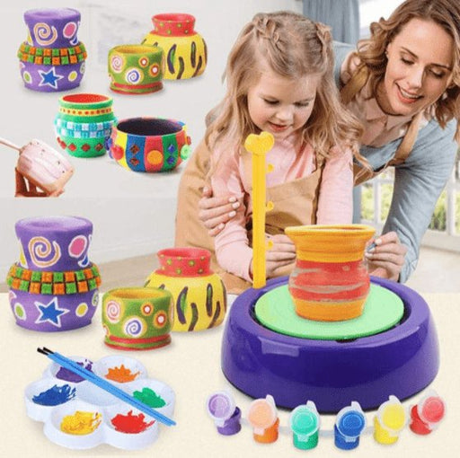 Pottery Wheel Studio Kit for Kids - Complete Painting Kit for Beginners with Modeling Clay and Sculpting Tools - Gear Elevation