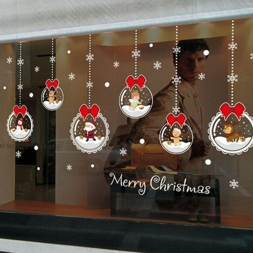 Removable Christmas Glass Stickers - Removable Self Adhesive Wall Stickers - Gear Elevation