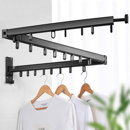 Retractable Cloth Drying Rack, Folding Clothes Hanger, Wall Mount - Gear Elevation