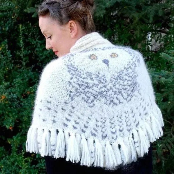 Retro Owl Scarf - Ladies Shawl Hedwig Knitting Pattern - Gear Elevation