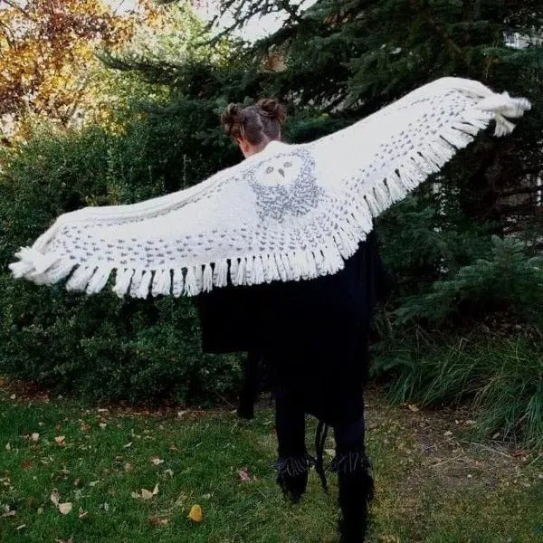 Retro Owl Scarf - Ladies Shawl Hedwig Knitting Pattern - Gear Elevation