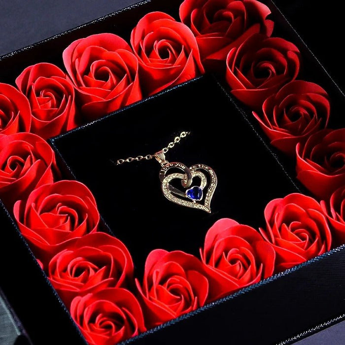 Rose & Necklace Box - Jewelry Box Set for Wife, Girlfriend, Women, Mom, Grandma, Friend and Best Friend - Gear Elevation