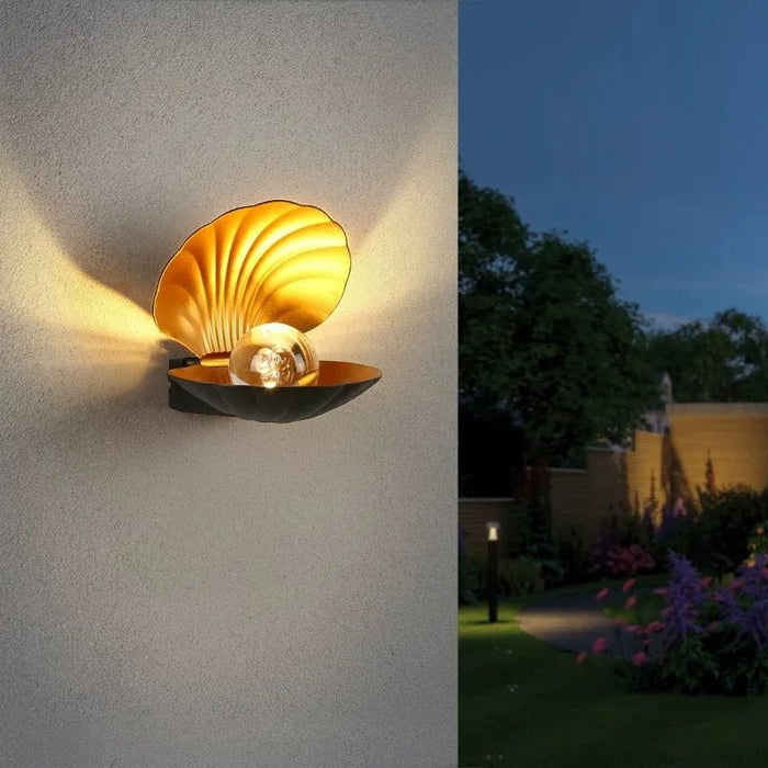 Seashell Wall Lamp - Creative Exterior Wall Light Fixture, LED Clam Shell Pearl Lights - Gear Elevation