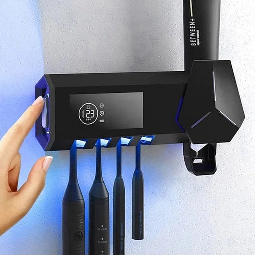 Smart UV Toothbrush Holder - Multifunctional Toothbrush Disinfector Automatic Toothpaste Dispenser Squeezer - Gear Elevation