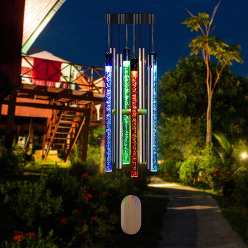 Solar Powered LED Windchimes - Waterproof Wind Chimes for Garden, Patio, Yard and Home Decor - Gear Elevation