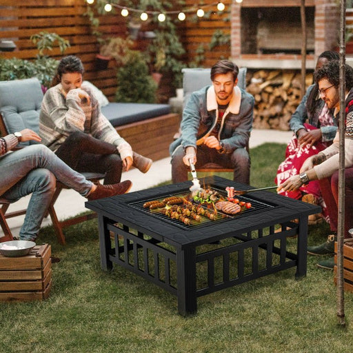 Square Outdoor Fire Pit Table - 3 IN 1 Waterproof Camping Grill Table - Gear Elevation