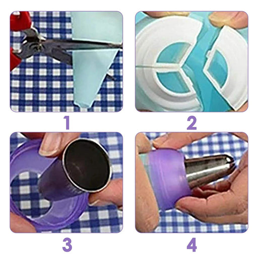 Tri-Color Pastry Nozzle - Icing Piping Bag Nozzle Converter Coupler Fondant Cake Cream Pastry Nozzles Adaptor - Gear Elevation