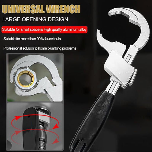 Universal Adjustable Double Ended Wrench - Multifunctional Wrench for Disassembly & Assembly Valves/Faucets/Connecting Pipes/Shower Heads - Gear Elevation