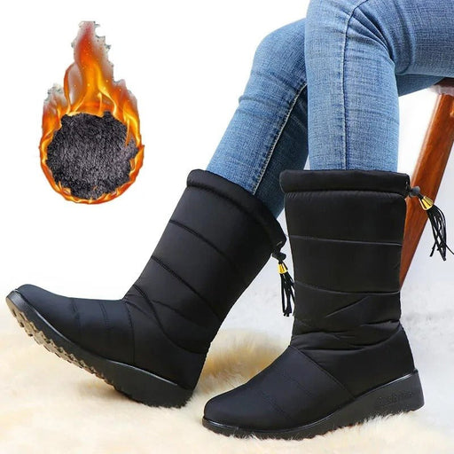 Waterproof Snow Boots - Fashion Tassel Waterproof Winter Boots for Women Non Slip Plush - Gear Elevation