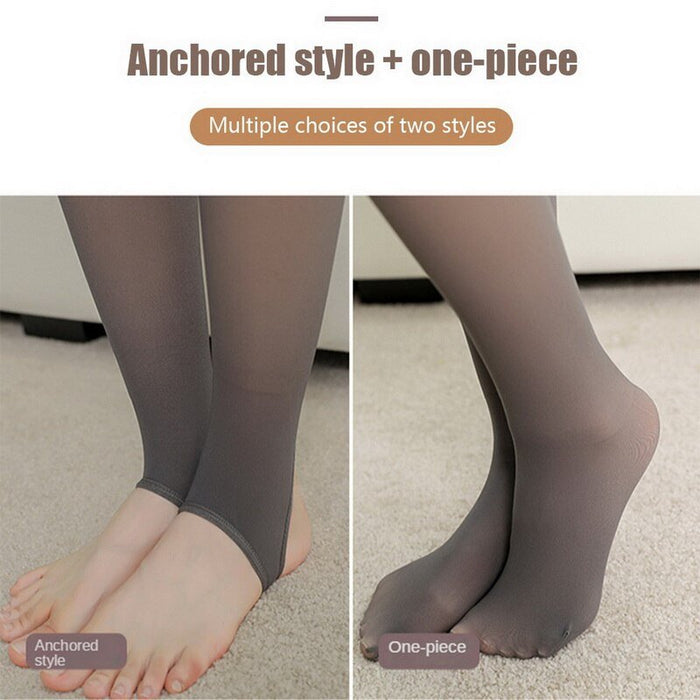 Women Winter Warm Fleece Leggings - High Waist Thermal Tights, Stockings for Women, Ladies with Fake Translucent Pantyhose - Gear Elevation