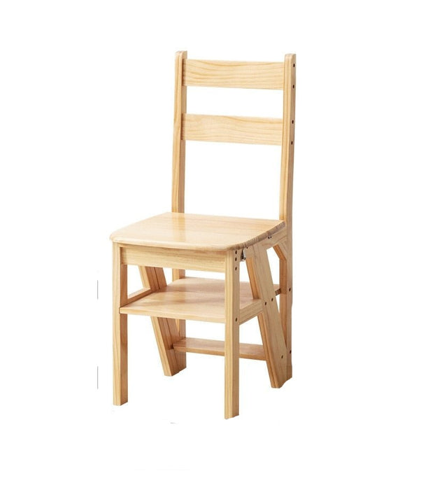 Wooden Ladder Chair - 4-Step Folding Portable Wooden Stool - Gear Elevation