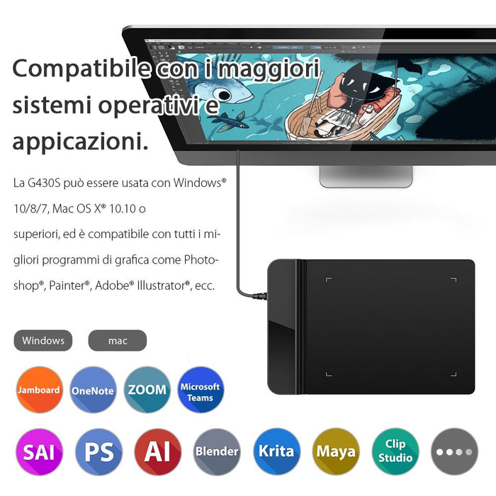 Digitales Grafiktablett 4 x 3 Zoll Mini-Tablet zum Zeichnen und Malen mit batterielosem Stylus 